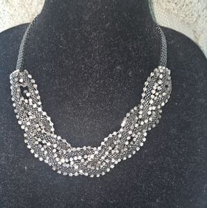 Elegant Silver& Rhinestone  Braided Collar Necklace